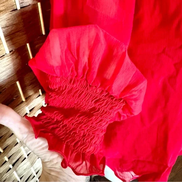 NWT red Tamara H. lined chiffon blouse M - Picture 5 of 13